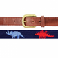 A colorful Smathers & Branson Children's Dinosaur Belt with a leather fastening.