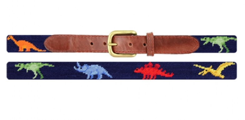 A colorful Smathers & Branson Children's Dinosaur Belt with a leather fastening.