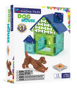 Magnatiles Dog House 13-Piece Set: pet-themed magnetic building toy with dog house, dog figure, and MicroMAGS pieces for ages 3-99.