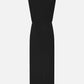 Luna Friesian Long Dress by Blaze Milano: sleeveless black, floor-length with a straight silhouette and gold-tone buttons, shown flat on white background.