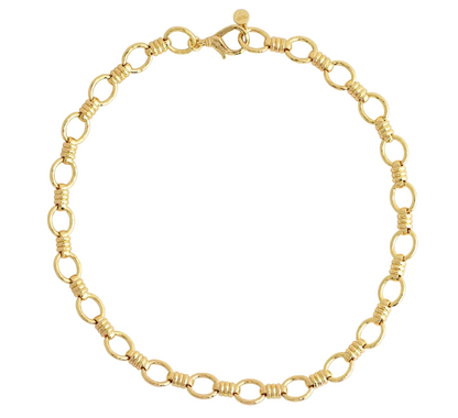 Anabel Aram Neptune Chain Necklace in gold with alternating smooth and ribbed circular links and a lobster clasp closure.