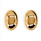 The Luna Earrings by Lie Studio are shiny, oval-shaped stud earrings with a secure butterfly lock, shown against a white background.