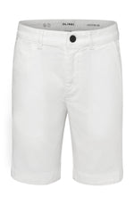 The Boys' Jacob Chino Short by DL1961 is a white, knee-length slim-fit short with front pockets, belt loops, and a black button at the waist, made from breathable fabric for all-day comfort.