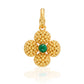 The Berry Clover Double Sided Pendant by Juliska Capucine De Wulf features a textured four-leaf clover design with a central green gemstone, creating a lucky jewelry piece that stands out against a white background.