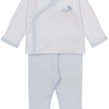Baby Premier Puppy Paws Hand Emb. Footed Pant Set - White/Light Blue