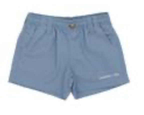 Properly Tied Boys' Mallard Short in light blue, featuring belt loops, a button closure, and front pockets. Made from quick-dry fabric for comfort. Displayed on a plain background.