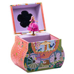 Introducing the Fairy Tale Carriage Jewelry Box by Floss and Rock—a beautifully decorative piece shaped like a magical carriage, featuring a charming ballerina figurine inside, a small mirror under the lid, and vibrant illustrations on the exterior. This enchanting jewelry box comes elegantly gift boxed, making it the perfect present for any special occasion.