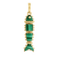 Anabel Aram Milos Stone Fish Charm, a gold fish-shaped pendant featuring striped green stone inlays and beaded edges.
