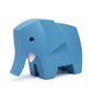 A blue plastic elephant-shaped Halftoys Safari Friends isolated on a white background.