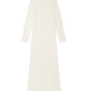 The Showtime Cashmere Shirt Dress by Guest in Residence is a lightweight, long-sleeve, ankle-length white collared dress with a button-down front, shown laid flat on a white background.
