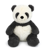 Cuddly and plush, the Mon Ami Bamboo Panda sits upright against a white background, featuring black arms, legs, ears, and eye patches—a charming companion for snuggles.