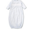 Baby Sack Gown with Hand Smocked - White/Lt Blue