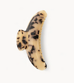 The Machete Jumbo Heirloom Claw is a large tortoiseshell-patterned Italian acetate clip with a curved design and interlocking teeth, perfect for thick hair, shown on a plain white background.