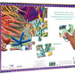 Back of Eeboo's Seahorses, Sea Stars & Sea Slugs 100 Piece Puzzle box shows vibrant sea creature illustrations, a hand holding a piece, and product details along the sides and bottom.