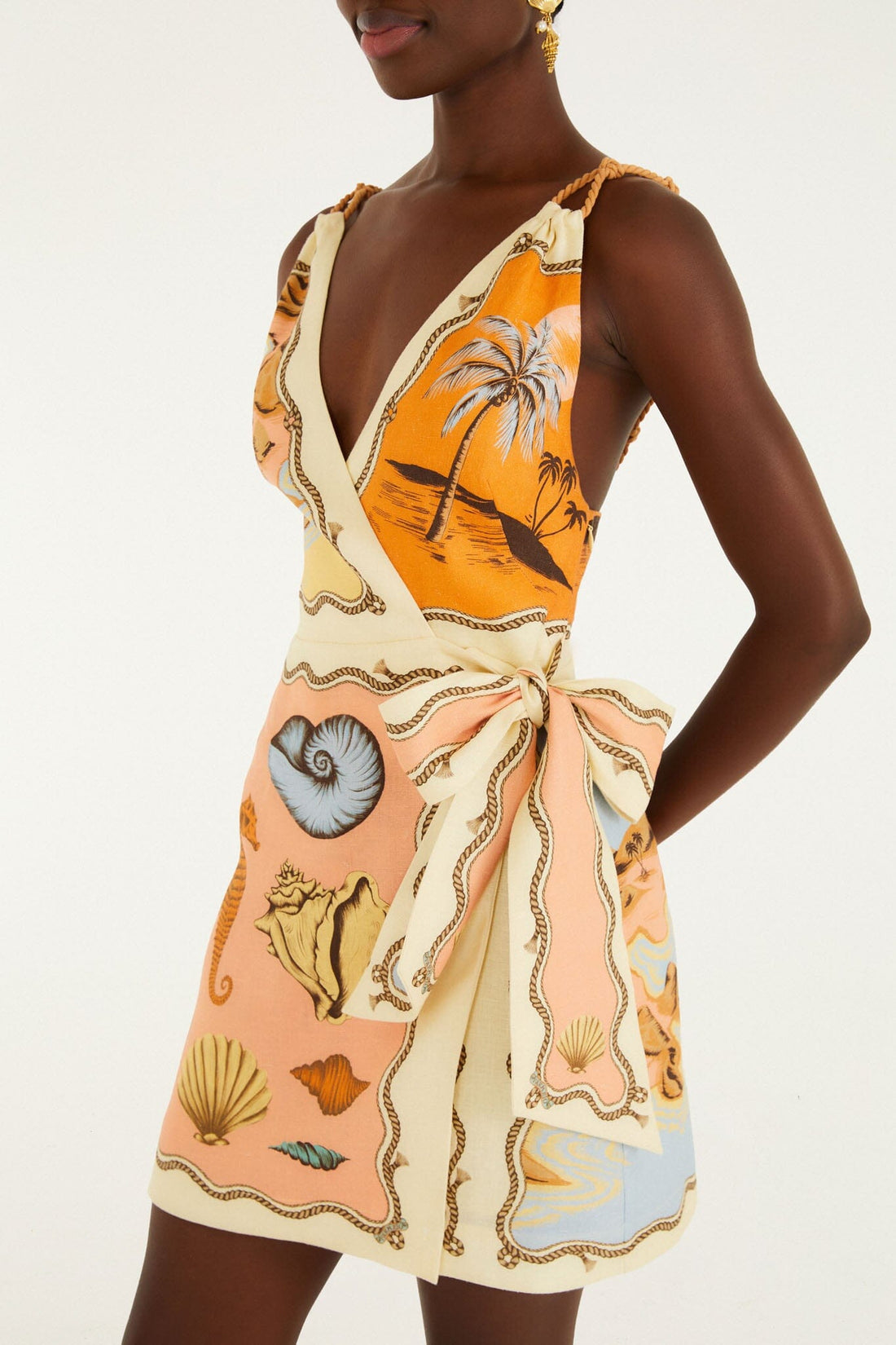 Rio Souvenir Mixed Scarf Multicolor Sleeveless Mini Dress L