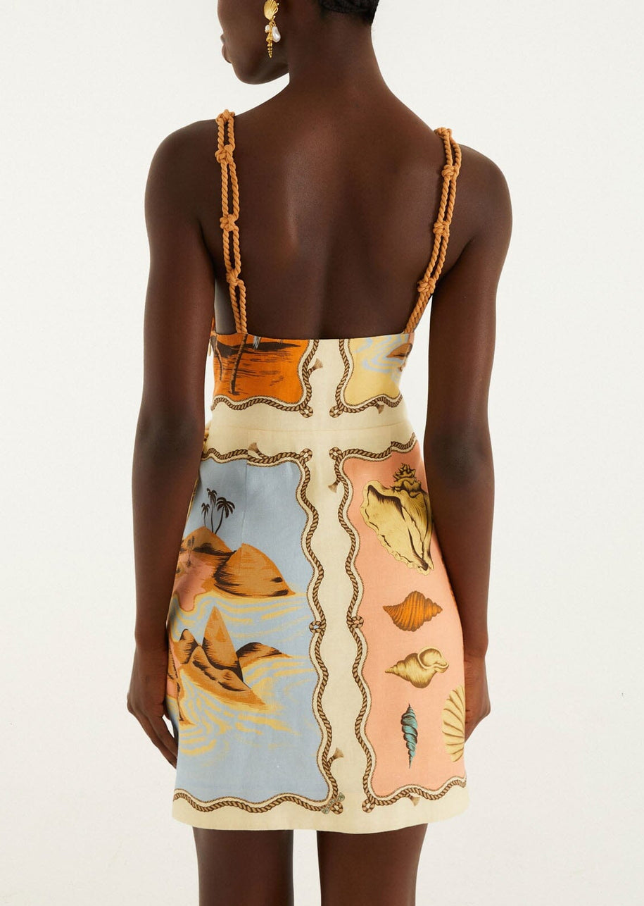 Rio Souvenir Mixed Scarf Multicolor Sleeveless Mini Dress L