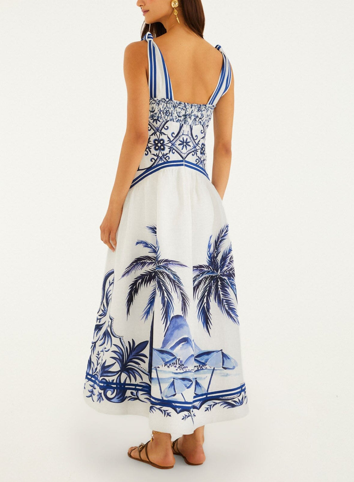 farm rio maxi dress sale Soft Blue Marcelle Dress, Marcelle Soft Blue / XL invisible zipper at center back * sleeve type Floral maxi dress in multicoloured