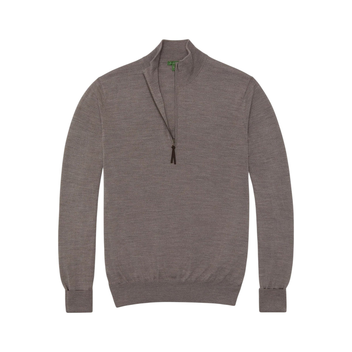 Sid Mashburn Fine-Gauge Half-Zip Sweater in gray, featuring long sleeves and a lightweight knit construction with ribbed cuffs and hem, shown flat on a white background.
