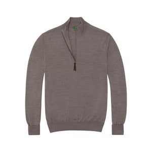Sid Mashburn Fine-Gauge Half-Zip Sweater in gray, featuring long sleeves and a lightweight knit construction with ribbed cuffs and hem, shown flat on a white background.