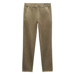 The Rag & Bone Fit 2 Stretch Twill Chino in khaki features a slim fit, cotton twill fabric, side pockets, and button closure, shown laid flat on a white background.