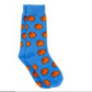 Properly Tied's Boys' Lucky Duck Socks showcase blue dress socks adorned with a fun orange basketball design.