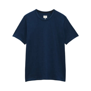 The Rag & Bone Classic Flame Tee, a short-sleeve T-shirt made from durable Peruvian cotton in plain navy blue, is displayed on a white background.
