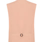 The Flica Feral Gilet by Blaze Milano showcases a back view in a peach silk-linen blend with a waist buckle detail, ideal for spring-summer layering.