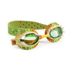 Prehistoric Times Swim Goggles - Carnivore Brown (Green Strap)