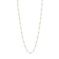 Classic Gigi Necklace 16.5" by Gigi Clozeau: 18k yellow gold chain with evenly spaced light blue beads, shown on a white background.
