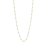 Classic Gigi Necklace 16.5" by Gigi Clozeau: 18k yellow gold chain with evenly spaced light blue beads, shown on a white background.