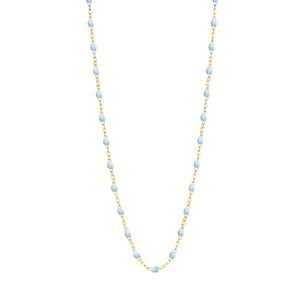 Classic Gigi Necklace 16.5" by Gigi Clozeau: 18k yellow gold chain with evenly spaced light blue beads, shown on a white background.