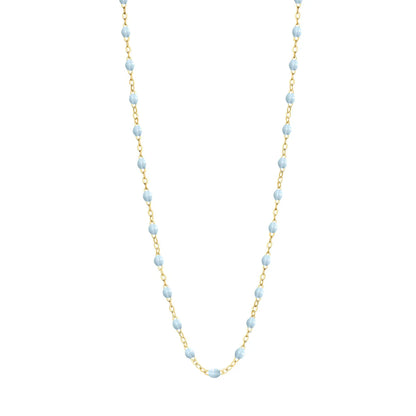 Classic Gigi Necklace 16.5" by Gigi Clozeau: 18k yellow gold chain with evenly spaced light blue beads, shown on a white background.