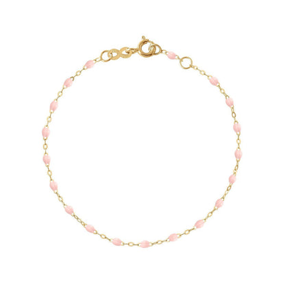 Gigi Clozeau Classic Gigi bracelet with baby pink beads linked in a uniform pattern, against a white background.