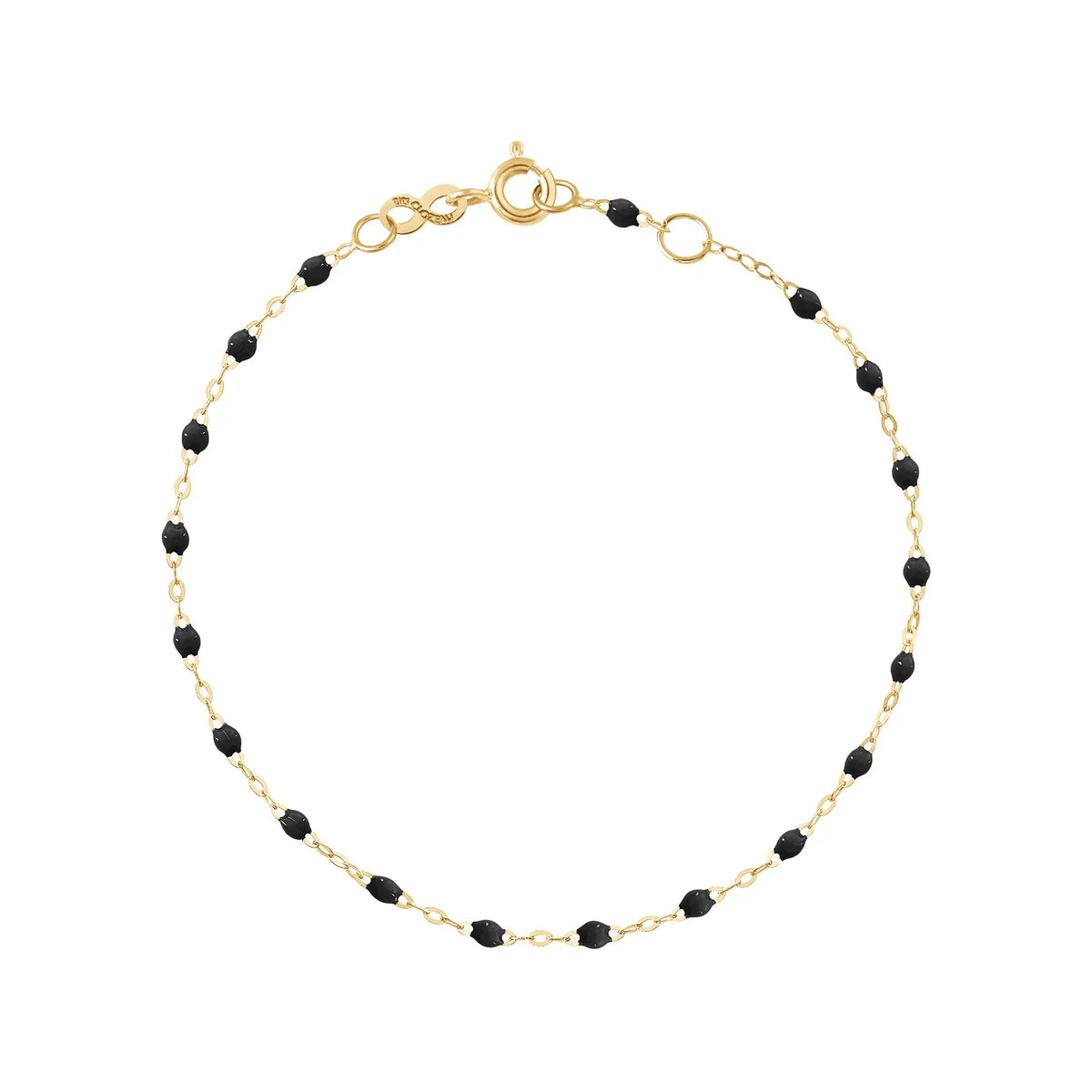 The Classic Gigi Bracelet 6.7" by Gigi Clozeau is crafted in 18k yellow gold with small, evenly spaced black beads and an adjustable spring ring clasp—ideal for effortless everyday elegance.