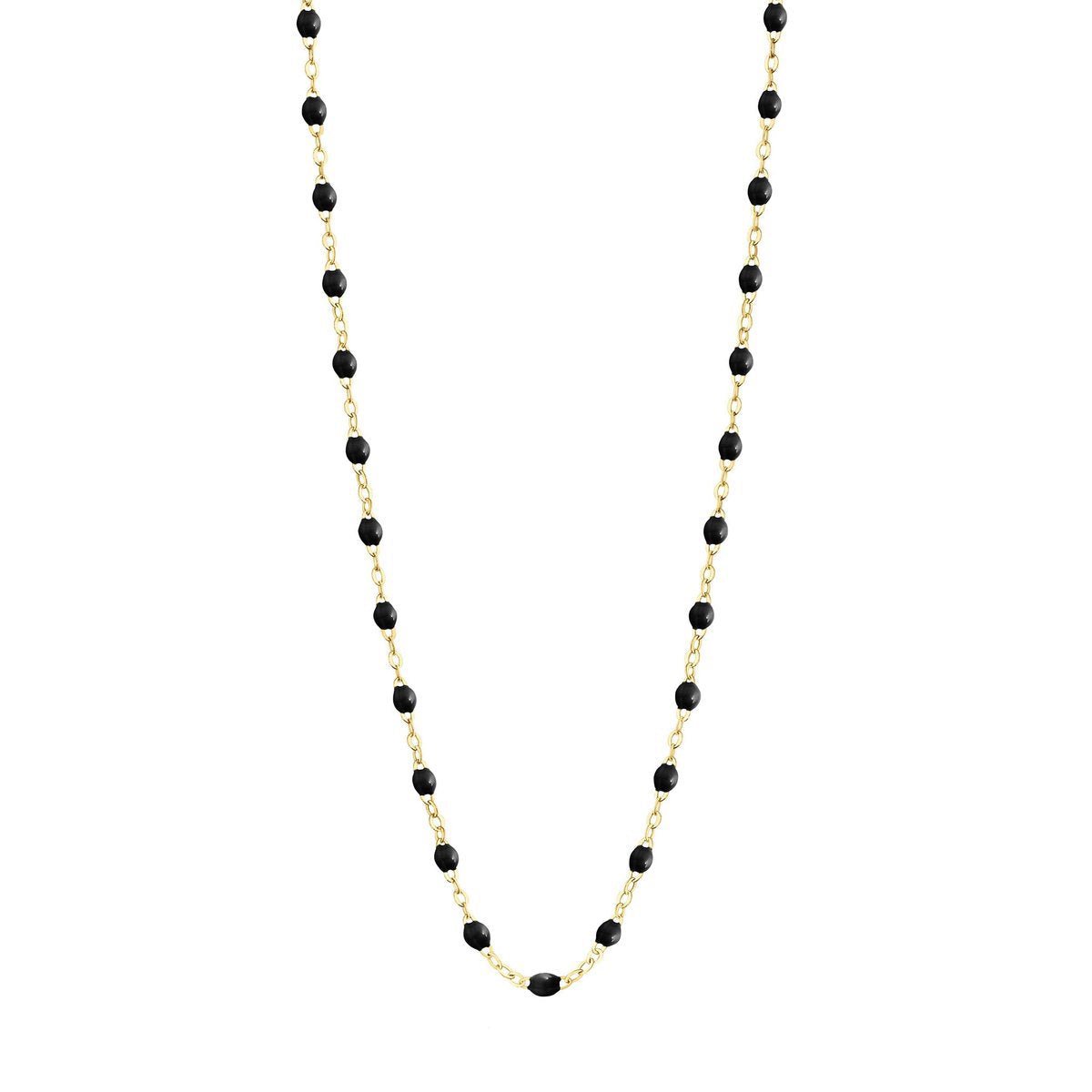 An everyday Gigi Clozeau Classic Gigi Necklace, 16.5" featuring black onyx beads and an 18 carat yellow gold chain.