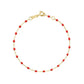 The Classic Gigi Bracelet 6.7" by Gigi Clozeau combines elegance with an 18-carat yellow gold chain and small red beads, finished with a perfect small clasp closure.