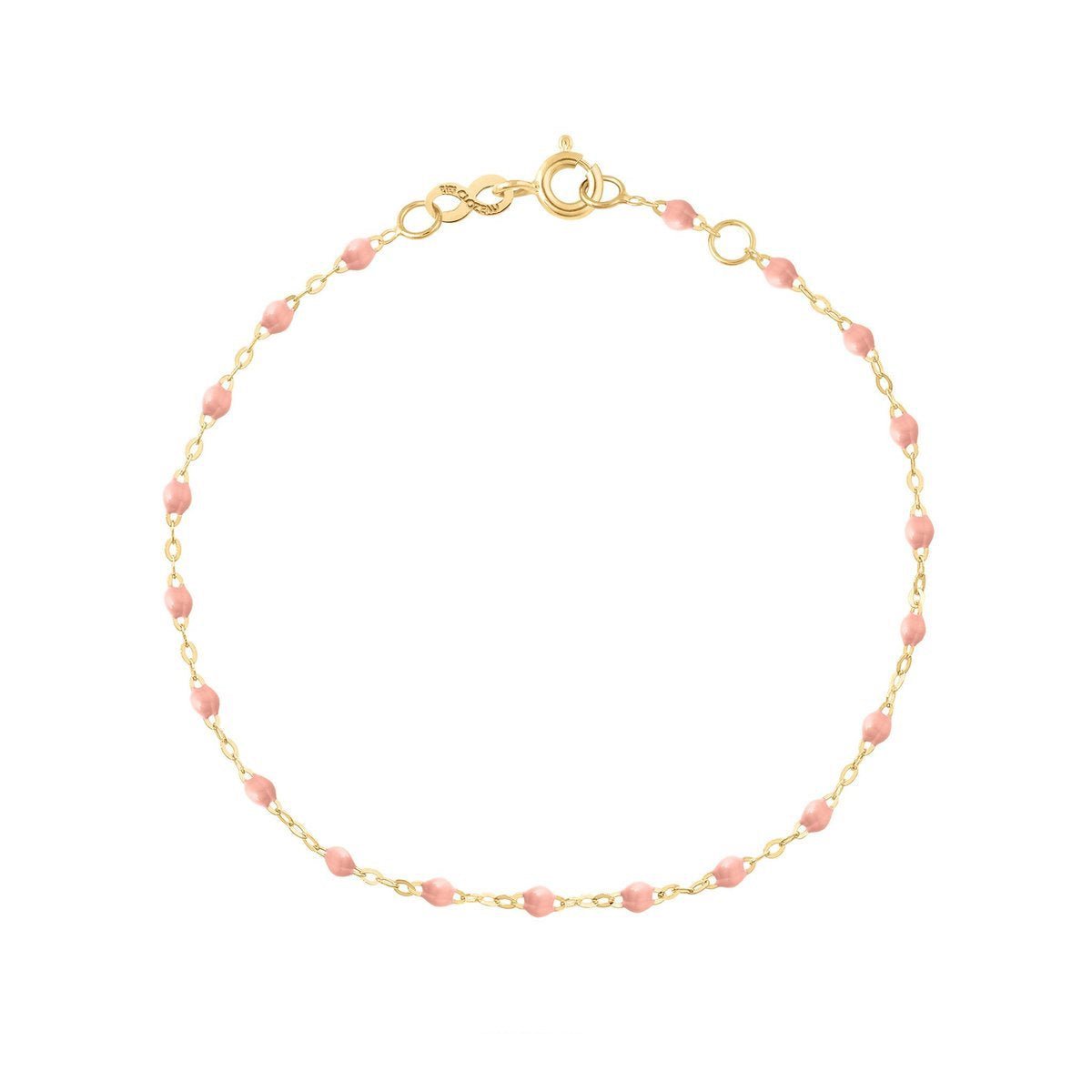 Gigi Clozeau Classic Gigi Bracelet, 6.7" with interspersed pink beads and a clasp, displayed against a white background.