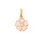 Introducing the Flower Pendant Diamond by Gigi Clozeau: a stunning 18-carat yellow gold piece, featuring pink enamel petals and a central diamond in an elegant gold frame, capturing timeless beauty.