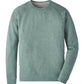 The Peter Millar Crown Comfort Knit Crew is a heathered light green cotton blend crewneck sweater with long sleeves, shown flat on a white background.
