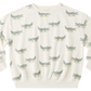 The Rylee & Cru Baby Boys' and Boys' Relaxed Sweatshirt features a cream color, soft French terry fabric, and a playful green cartoon crocodile pattern.