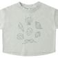 The Rylee & Cru Baby Girls' and Girls' Boxy Tee features a light gray color with line drawings of seven seashells and a bow on the front—perfect for any beach-loving little one.