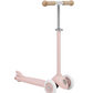 The Banwood Eco Scooter is a pink 3-wheel scooter from the Eco Collection, made with recycled plastic, featuring beige handlebars and white wheels, shown against a plain white background.