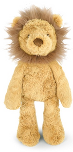 Meet the Lionel Lion from Mon Ami—a plush lion toy featuring tan fur, a fluffy brown mane, a round nose, and floppy arms and legs. This cuddly stuffed animal stands upright against a white background.