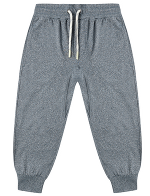Rylee & Cru Boys’ Century Tech Jogger in gray, featuring a relaxed fit with an elastic waistband, white drawstring, side pockets, and ribbed cuffs, laid flat on a white background.