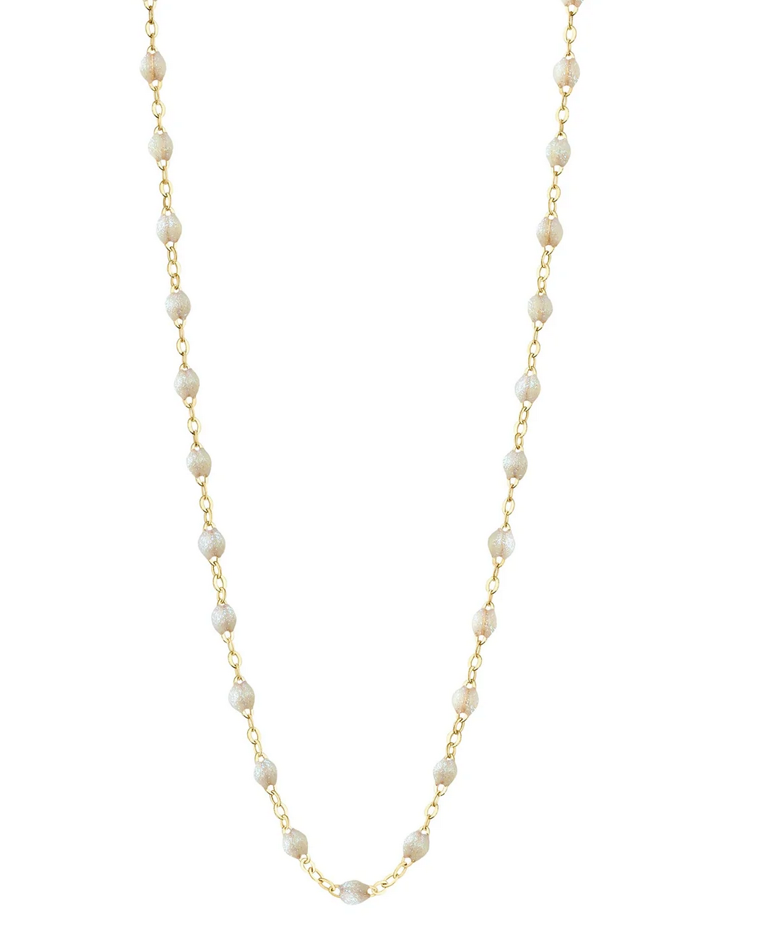 The Classic Gigi Necklace 19.7" by Gigi Clozeau features 18-carat yellow gold and evenly spaced white pearls in a continuous, elegant strand.