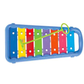 The Crocodile Creek Baby Xylophone features eight metal bars and a green mallet in a blue plastic frame, making this colorful instrument perfect for little hands to explore sound and melody.