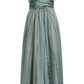 The Penny Dress by Altuzarra is a sleeveless sage green Italian design, showcasing yellow and blue floral embroidery, a fitted waist, and a graceful high-low hemline.