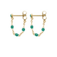 Explore the exquisite Gigi Clozeau Classic Gigi Earrings, showcasing gold studs with connecting chains and small green beads, a testament to Gigi Clozeau's jewelry artistry.