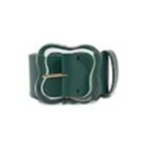 The Lizzie Fortunato Florence Belt features a wide dark green strap and a clover-inspired buckle with a gold prong, shown on a white background.