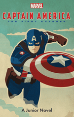 Illustration of Captain America charging forward with his shield raised against a dramatic cloudy sky. Text reads: “Yoto Card: Captain America - The First Avenger.” Experience the thrilling origin story of this iconic Marvel hero from Yoto as he prepares to defend justice.